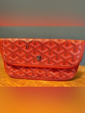 Goyard Saint Louis Goyardine Pouch Pochette Wallet in Vibrant Orange Canvas 2005